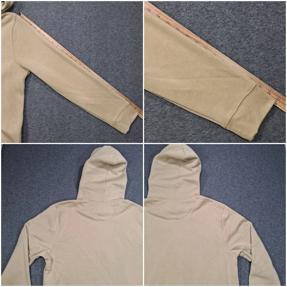 True Religion Hoodie Mens XL Beige Pullover Fleece Horseshoe Logo Sweatshirt